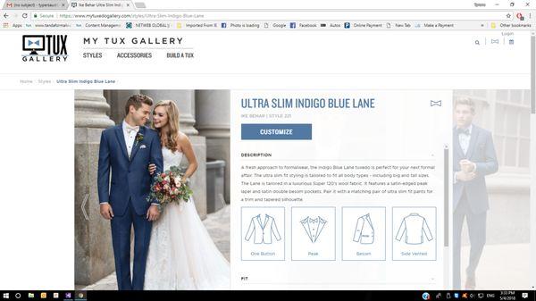 New 2018 Ultra Slim Fit Indigo Blue Lane By Ike Behar Wedding Suit.