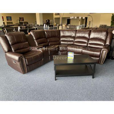 Brown Bonded Leather Recliner Sectional