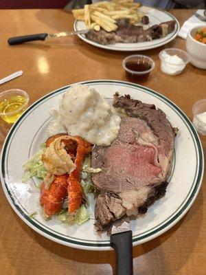 Prime rib and lobster entree