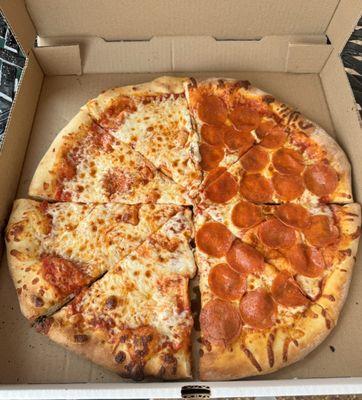 Half cheese half pepperoni