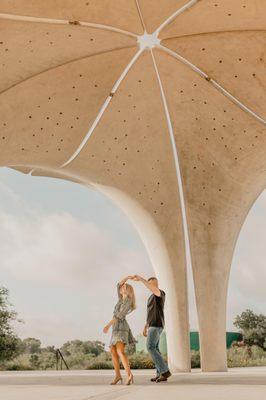 Dancing under the cement dome structure