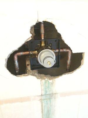 New shower valve roughed in.