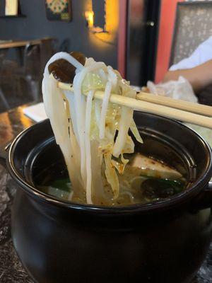 Lots of yummy veggies, mushrooms and tofu in this vegetarian noodle soup!