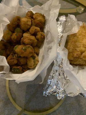 Fried Okra and Deep Fried Corn on the Cob