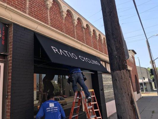 Installing commercial type awning