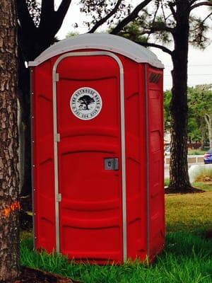 The Outhouse Boys toilet out at a job site.  We keep out toilets looking new!