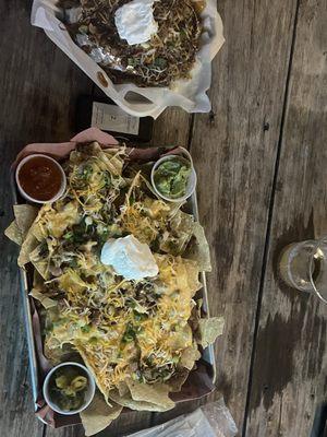 Loaded nachos and loaded baked potato