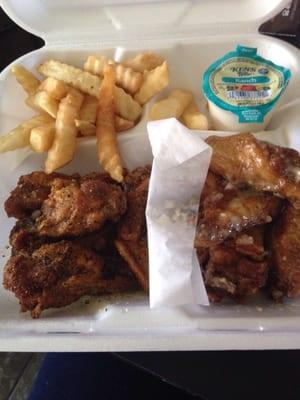 Lemon Pepper & Garlic Parmesan wings with Fries