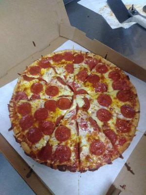 Pepperoni and cheese pizza