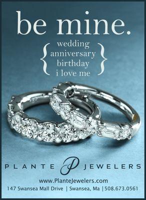 An ad showing two diamond wedding bands