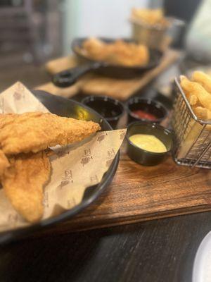 Tenders heaven. Garlic soy, honey mustard, ranch dusted fries. 10/10