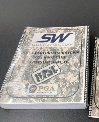 Golf class programs! Full color document with card stock covers, spiral bound and shrink wrapped. Looking good!