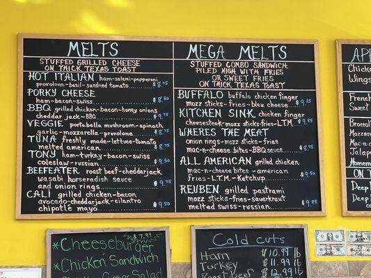 Melts menu