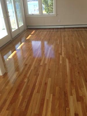 White oak flooring with semigloss finish.