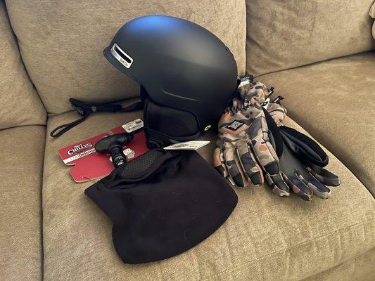 New helmet, face mask and gloves from Hillcrest for my son