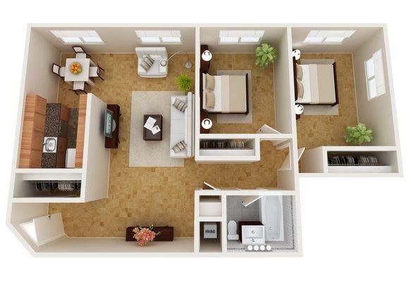 2 Bedroom Corner Floorplan