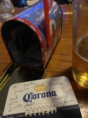 Beer and a note to Santa