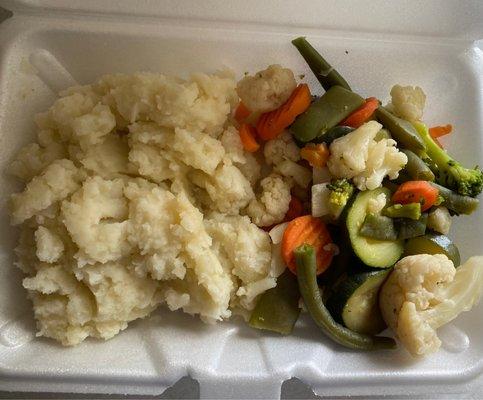 Side of mashed potatoes and vegetables with combo 1