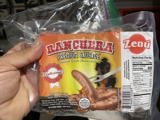 This is NOT a "ranchera Salchicha"  zenu!  The flavors are completely different! Is like a regular American bad sausage!