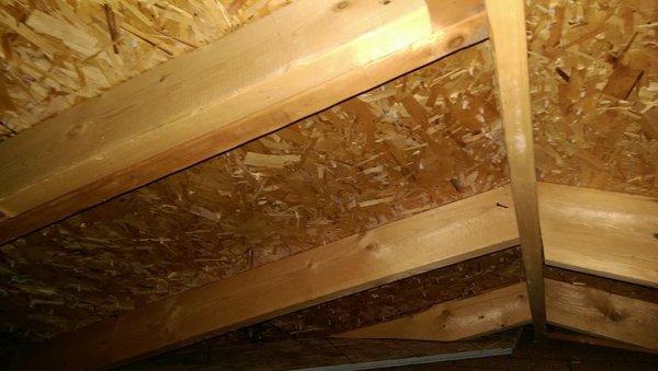 Frost covered nails in an attic. Anyone want to guess why they are and what it will eventually cause?