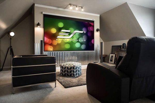 Our Manual B screens is our manual dropdown screen that lets you have a home theater when you want it and a living room when you don't!