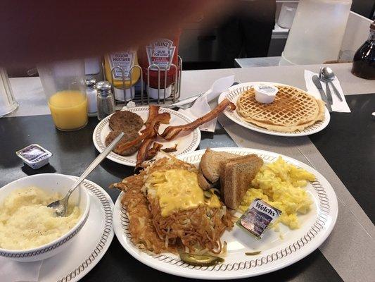 This was breakfast/lunch.  The grits were great and the waffle was delicious.