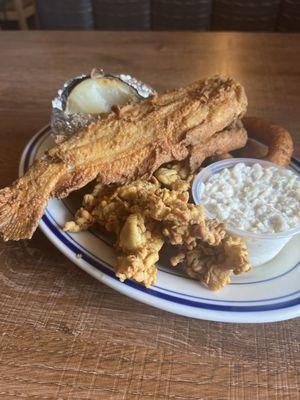 Whole Catfish and Oysters Combination Platter