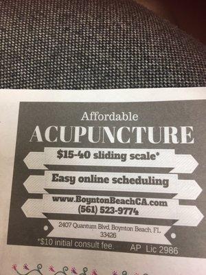 Affordable acupuncture!