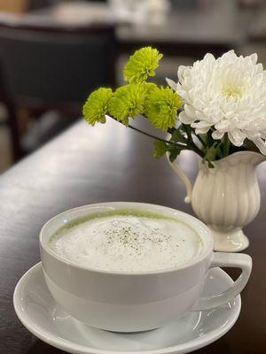 Matcha latte at the Steeped Leaf inside Painted Tree Boutiques.