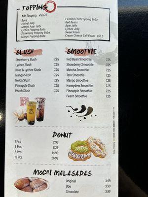 Photo of menu