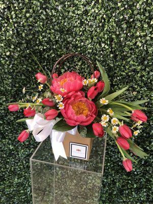 Peony and Tulips Kraft Bag Arrangement