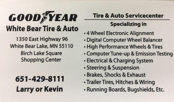 White Bear Tire & Auto's contact information.