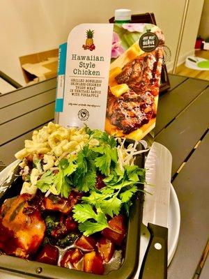 Hawaiian Chicken Kit-December 2021-I added Cilantro, Bean Sprouts and Macaroni Salad.