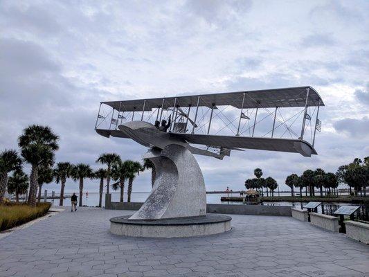 Sculpture Honoring First Commercial Flight when Tony Jannus flew former St. Petersburg Mayor Abe Phiel to Tampa for $400 on January 1, 1914!