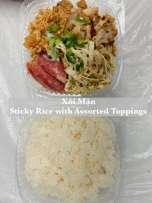 Xôi mặn - sticky Rice with assorted toppings