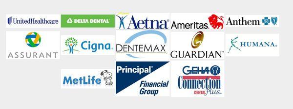 Accepts all PPO insurance - here is a sample of some of the insurances accepted.