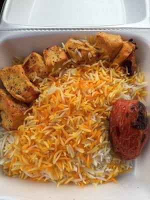 #2 chicken kabob with basmati rice