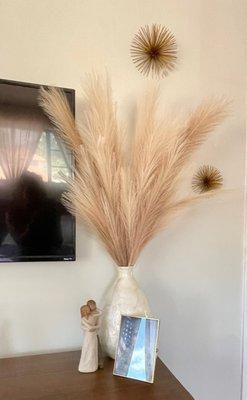 All faux pampas grass are on sale also. I bought a few decorated this vase purchased on clearance at Home Goods.