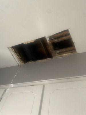 That's the whole that HomeServe left in the ceiling with the smell of urine and feces order from the holes left in by the plumbers