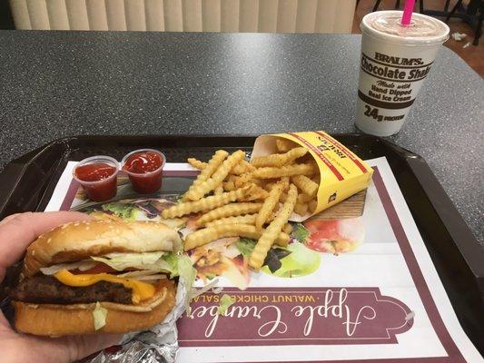 Th 1/4 lb Cheeseburger meal with Chocolate Shake