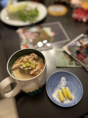 Delicious Tom Kha Soup for a late night snack from Nom Nom! Yum!