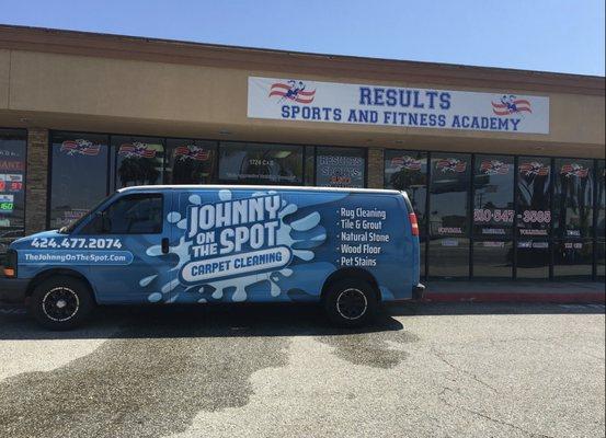 Cleaning the flooring at Results Sports & Fitness in Harbor City, CA