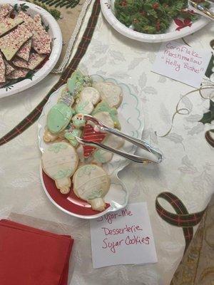 Assorted iced sugar cookies.