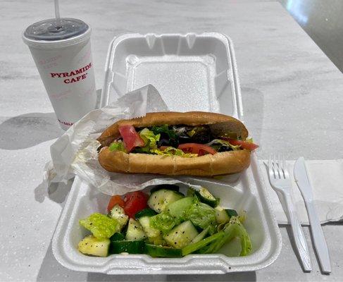 Philly cheesesteak, and a salad..... Good stuff.