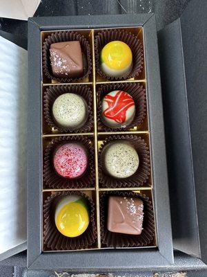 Assorted custom picked chocolates.