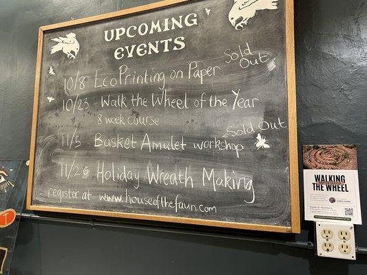 Upcoming events board