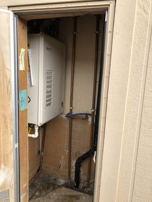 Tankless installation for modular home.