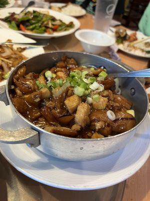 Salted fish, chicken, eggplant hot pot