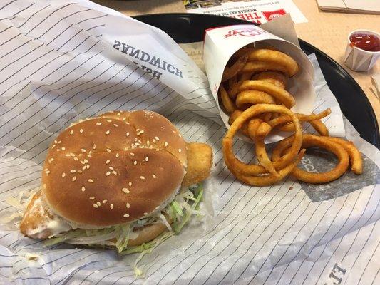 One of the best fish sandwiches with curly fries