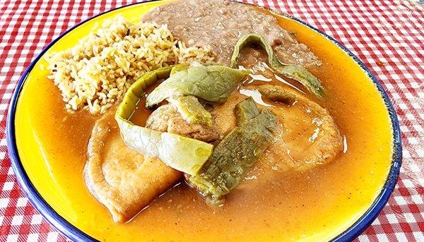 Shrimp patties with Nopales.